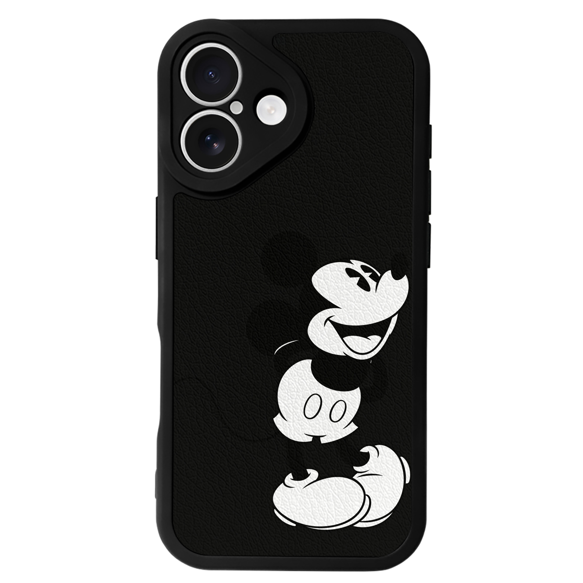 （画像用） ミッキーマウス Mickey Mouse 【iPhone 16シリーズ対応】シリコンスマホケース（レザー調） 材質：シリコン